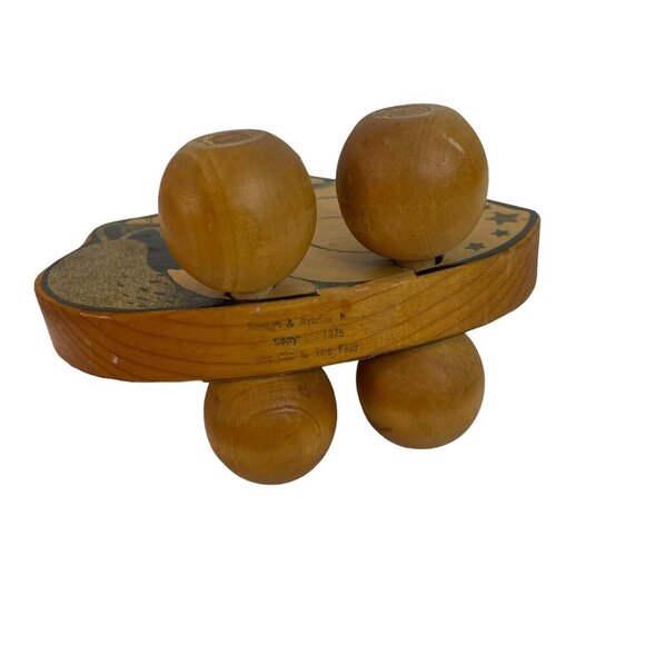 Vintage Wooden Push Toy Humorous Snail Design With Character Rider 1975 - Picture 4 of 8